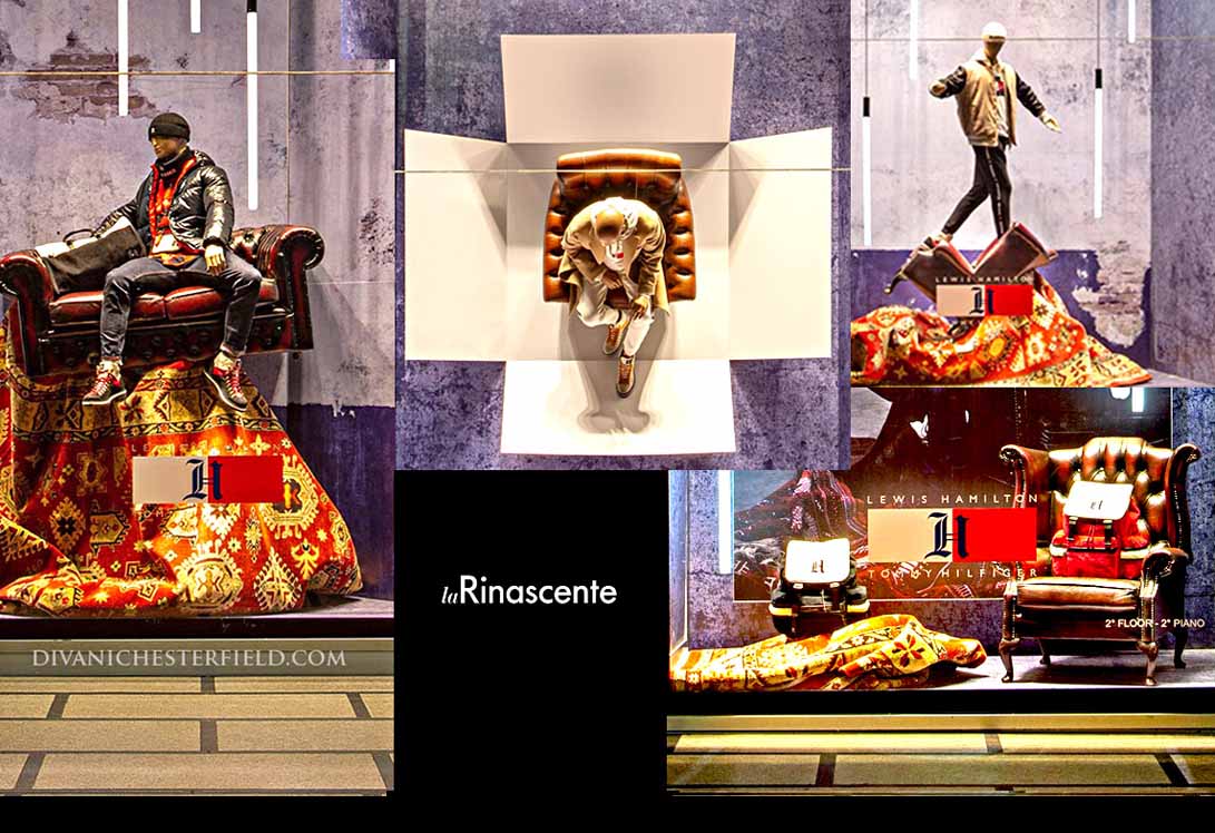 Chesterfield per vetrine LaRinascente designer Gruppo Pozzi, Milano - Ottobre 2019