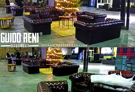 Grande evento privato con oltre 150 sedute Chesterfield al Guido Reni District, Roma - Dicembre 