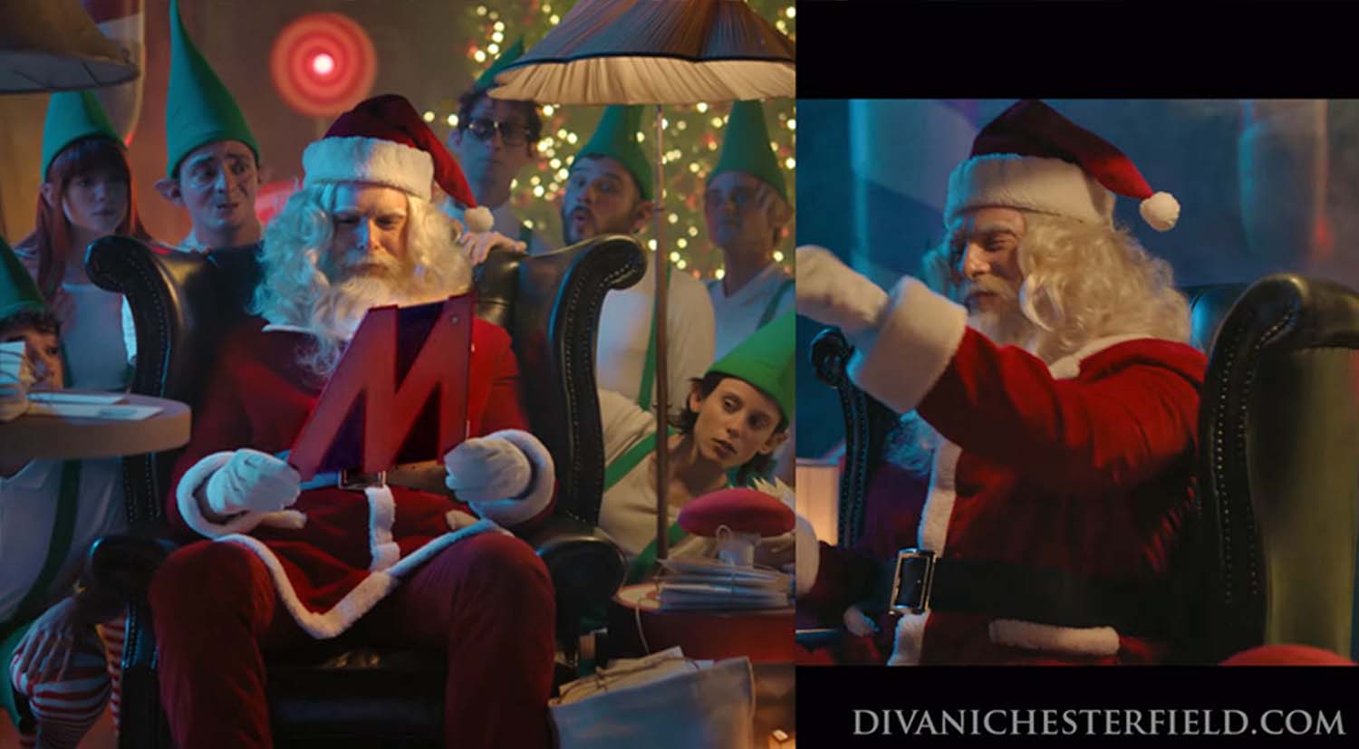 Poltrona Chesterfield per noleggio spot Mediaworld Natale 2021
