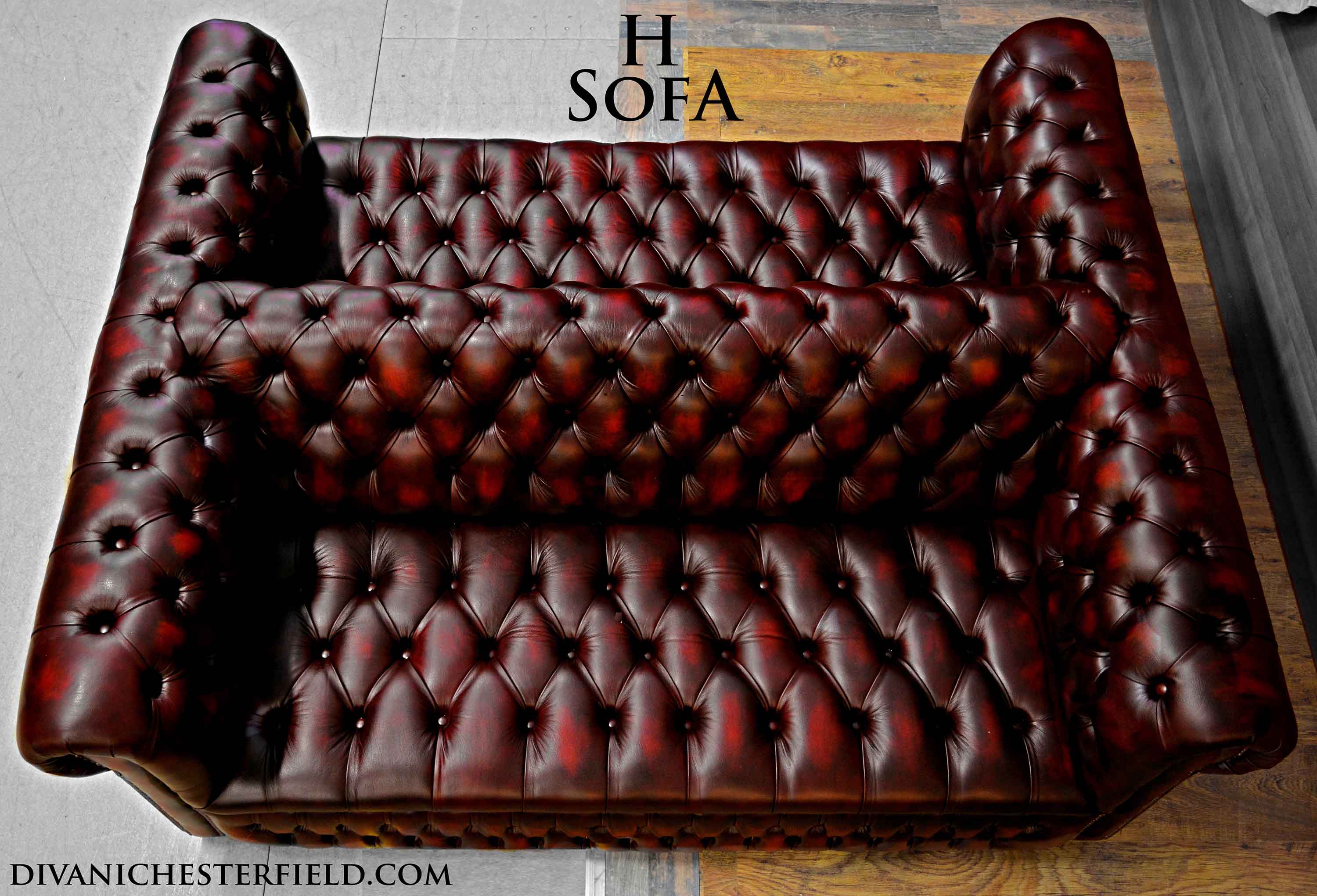 divano chesterfield nuovo pelle bordeaux bottoni seduta